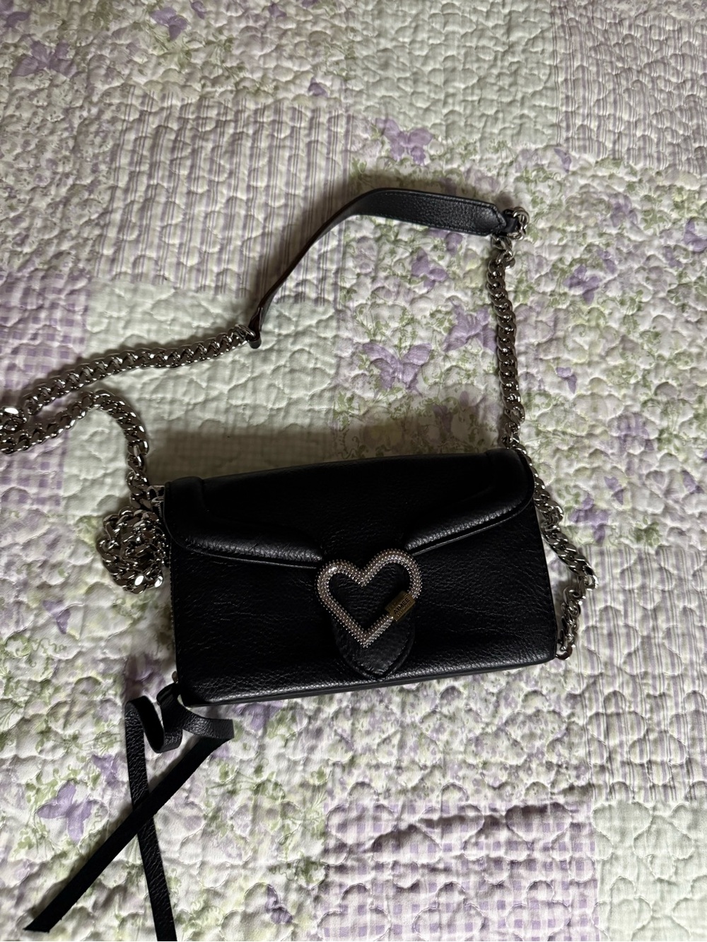 Aimee Kestenburg bag Black Leather Heart-Accent Crossbody Bag
